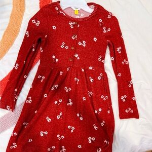 Charming Red Floral Kids Dress